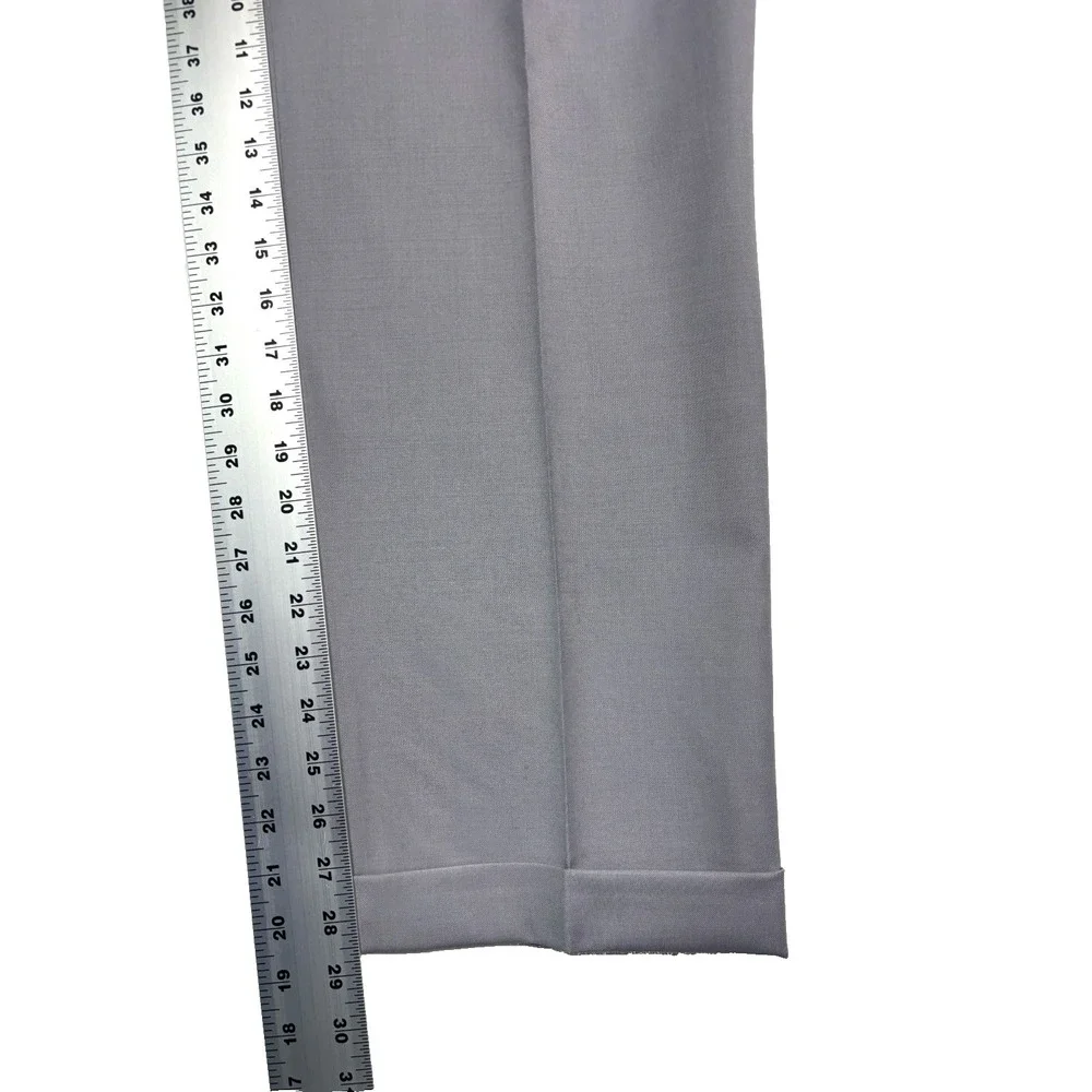 vtg Studio Milano Italy 40S 34x29 Gray 2pc Pant Suit 100% Wool Pleated‎ Cuffed
